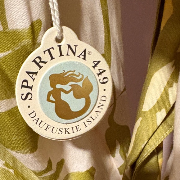 Spartina 449 Green and Cream Long Sleeve Dress NWT - Picture 5 of 9